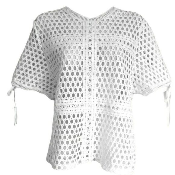 Zero Degree Celsius Womens M Perforated Blouse White Cut Out Top‎ See Through - Picture 1 of 9